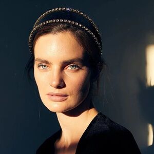 Lelet NY Gold and White Crystal Headband